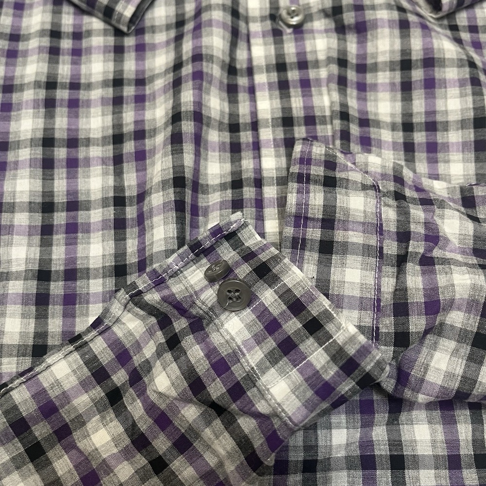 Peter Millar Shirt Mens M Purple Plaid Check Button Down Long Sleeve Cotton - Picture 7 of 13
